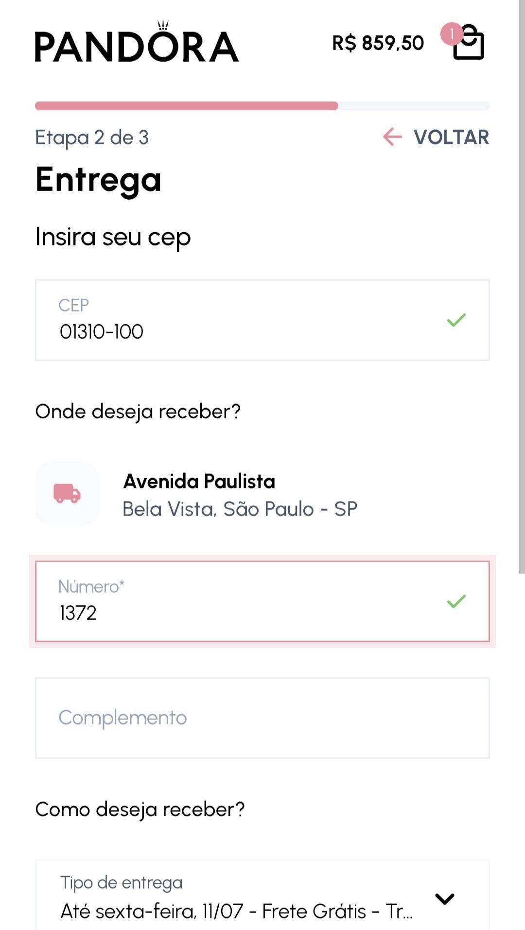 Validação automática do CEP