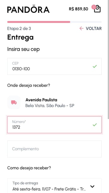 Validação automática do CEP